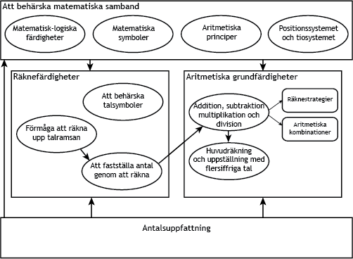 De centrala matematiska färdighetsområdena för barn i förskoleåldern och i nybörjarundervisningen