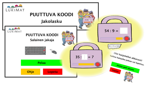 Neure-express, konnien jakolaskutehtävät lukujonoilla.